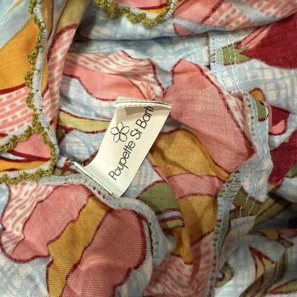 Poupette St. Barth Size Large Aude Wrap Mini Dress Blue Floral Ruffle Feminine - Picture 11 of 12
